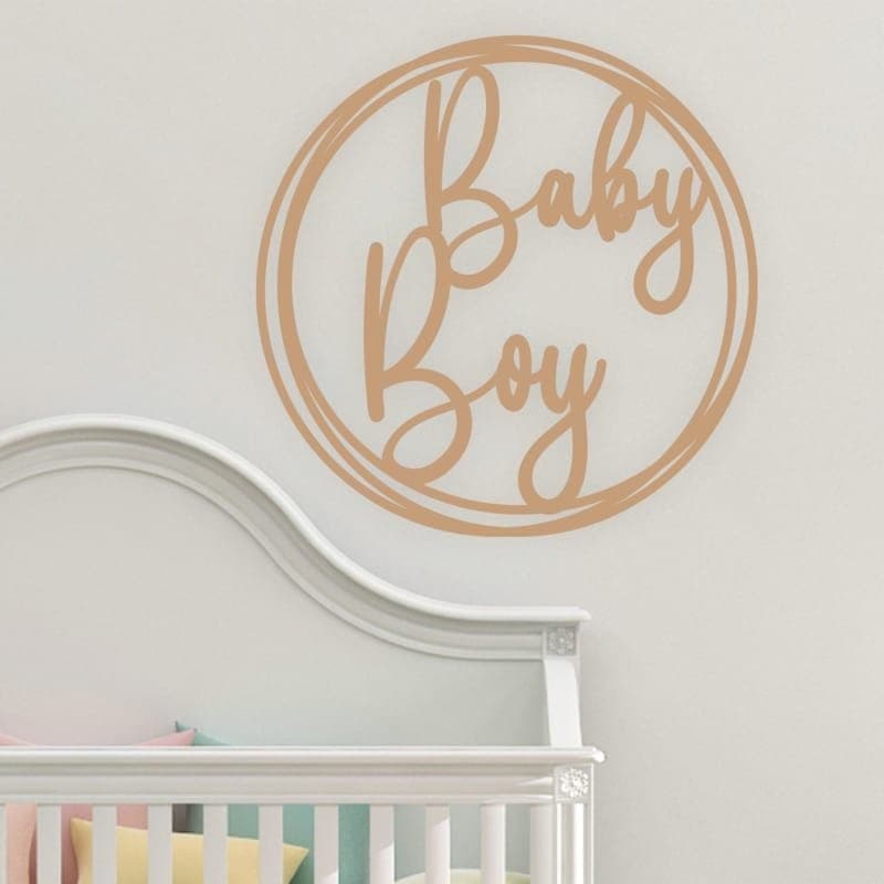 Modern Script "Baby Boy" Nursery Hoop Wall Plaque
