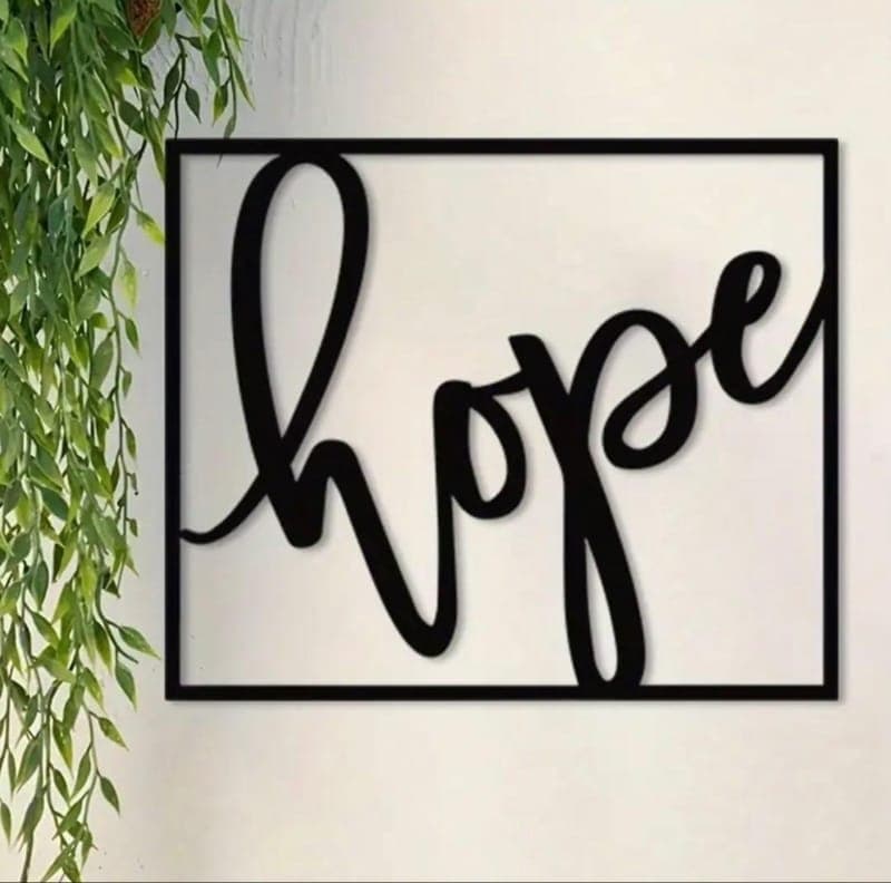 "Hope" Cursive Script Framed Metal Wall Sign