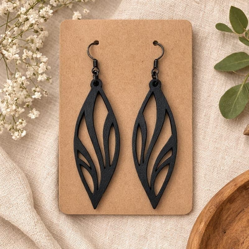 Laser-Cut Botanical Leaf Drop Dangle Earrings