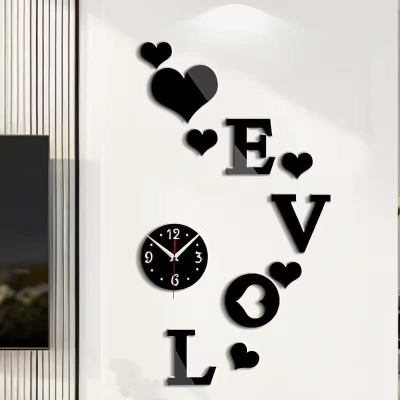 "HOME" Heart Photo Frame Artisan Silent Wall Clock thumb 1