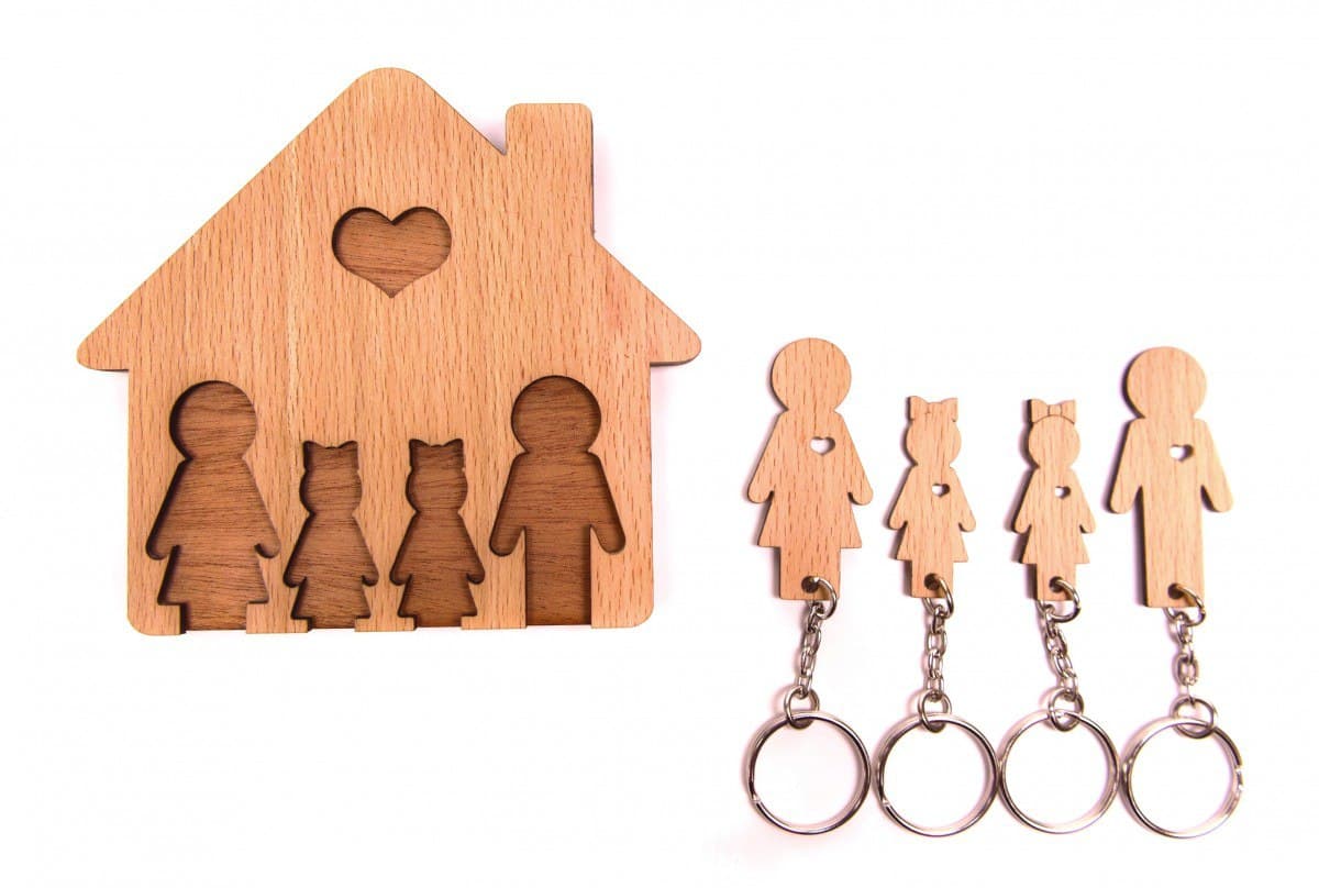 Cozy Cottage Family Key Holder with Silhouette Charms