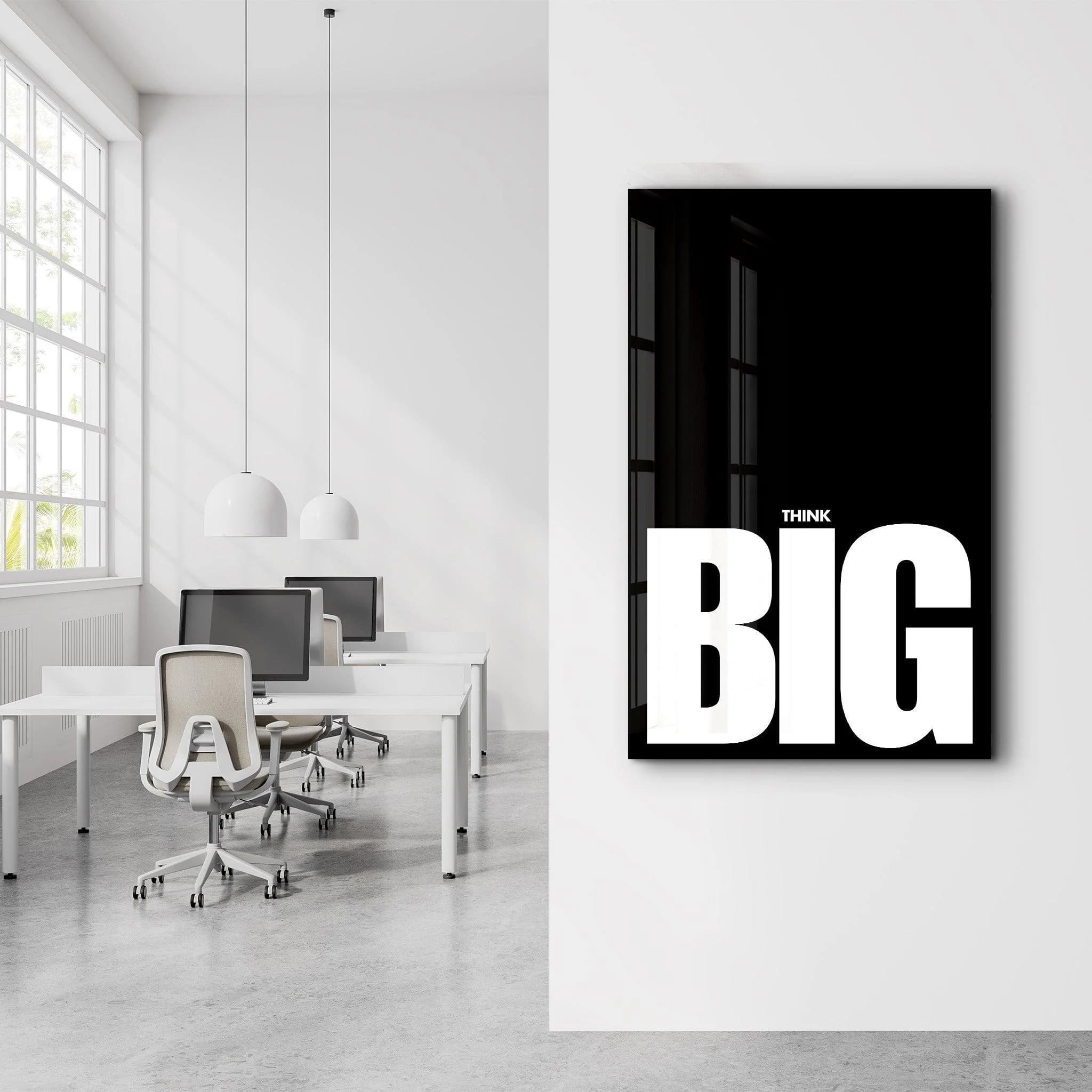 "THINK BIG" Architectural Red Tempered Glass Wall Art
