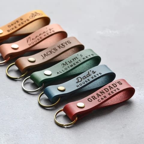 Personalized Full-Grain Leather Monogram Keychains (Pack of 3)