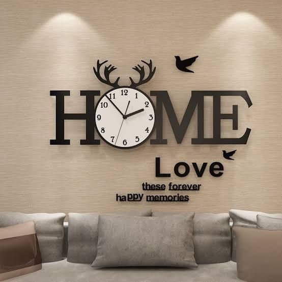 "HOME" Heart Photo Frame Artisan Silent Wall Clock