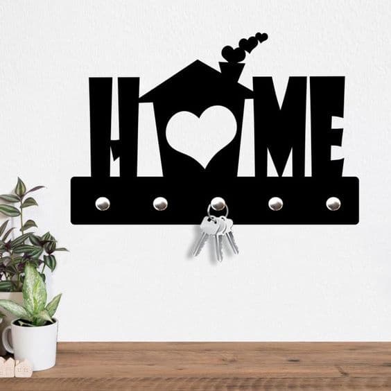 "HOME" Heart Entryway Key Organizer & Mail Sorter
